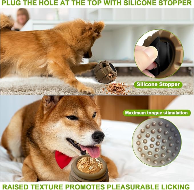 Yipetor Treat Dispensing Dog Toy, Long-Lasting Durable Large Dog Toys, Freezable Fillable Rubber Dog Toys, DIY Interactive Dog Puzzle Play Toy, Holds Kibble, Stopper+Silicone DIY Treat Tray (Medium)