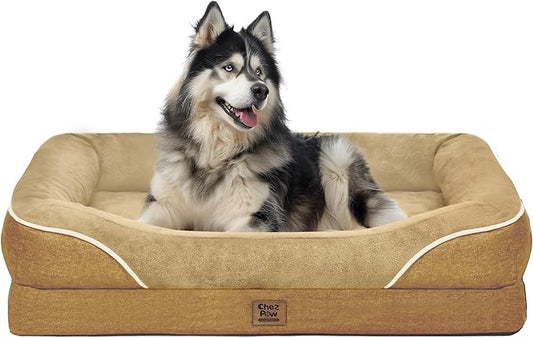 Washable Orthopedic Large Dog Bed -XL Large Dog Bed with Removable & Waterproof Cover Pet Beds with Foam Support for Big Size Dogs with Bolster