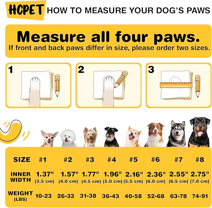 Hcpet Dog Shoes, Dog Boots & Paw Protectors for Winter Snowy Days, Rainy Weather, Outdoor Anti-Slip Sole Dog Booties for Hardwood Floor Black-Leg 7