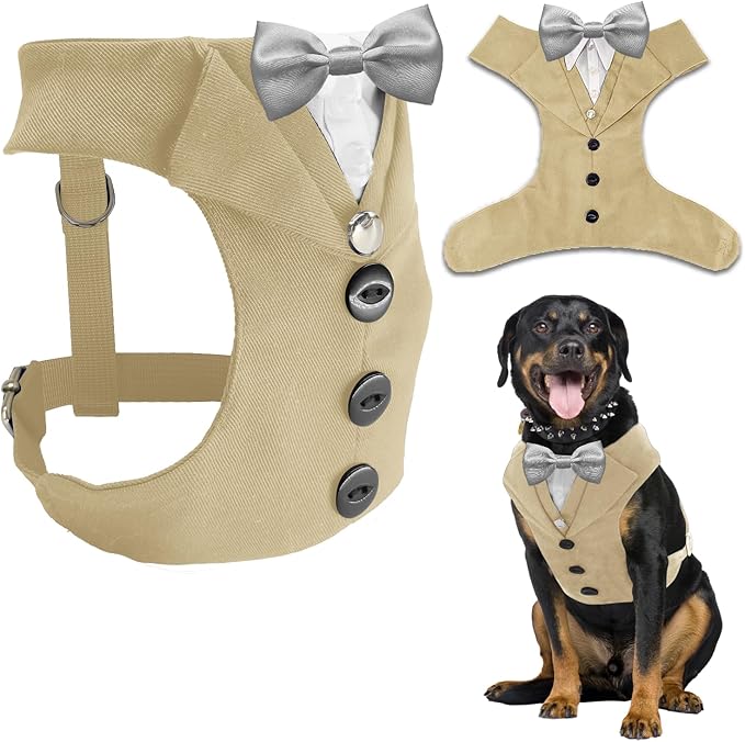 AVERYDAY Dog Tuxedo for Wedding Outfit, Dog Suit and Tie Costumes for Birthday, Halloween, Cosplay, Christmas Party, Pet Formal Wear with Bowtie, Tux for Medium Large Dogs, Bulldog, Labrador, Husky