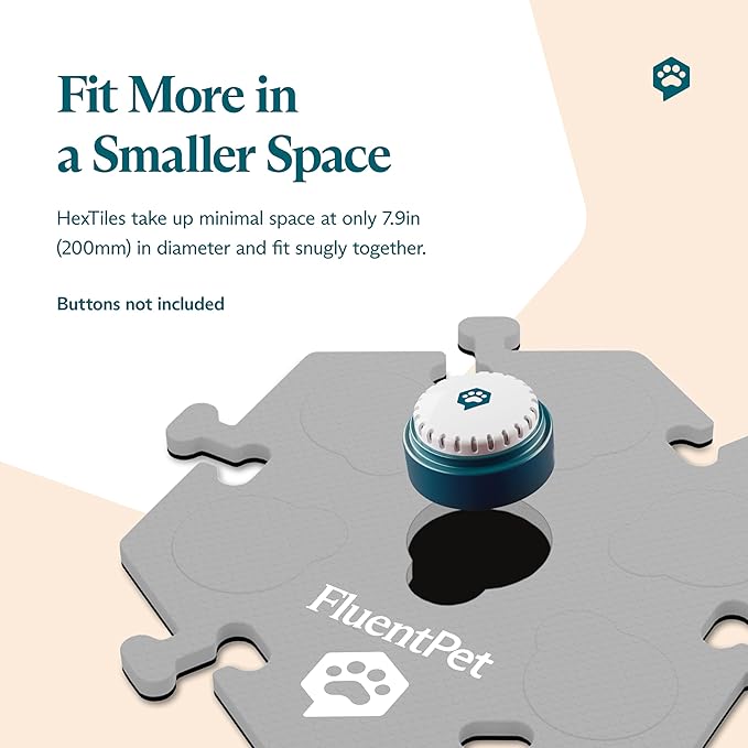 FluentPet HexTile - Light Gray | Talking Dog and Cat Button Mat | Can Hold Up to 6 Buttons | Soft, Durable, and Non-Slip | Gift for Pet Lovers | Buttons Sold Separately