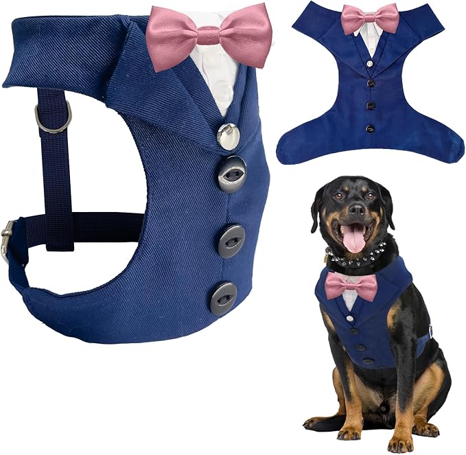 AVERYDAY Dog Tuxedo for Wedding Outfit, Dog Suit and Tie Costumes for Birthday, Halloween, Cosplay, Christmas Party, Pet Formal Wear with Bowtie, Tux for Medium Large Dogs, Bulldog, Labrador, Husky
