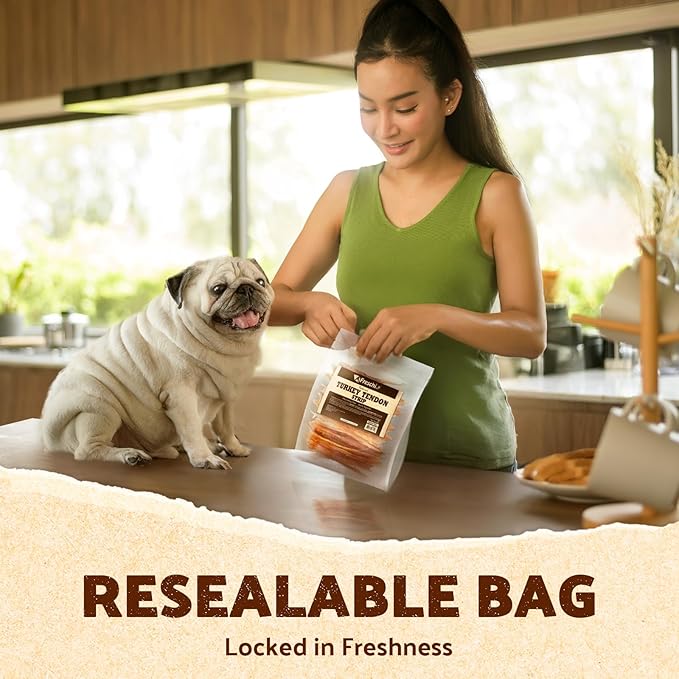 Afreschi Turkey Tendon Variety Large Pack 10 oz, USA-Sourced Turkey Tendon, All Natural Puppy Chew, Hypoallergenic, Rawhide Alternative