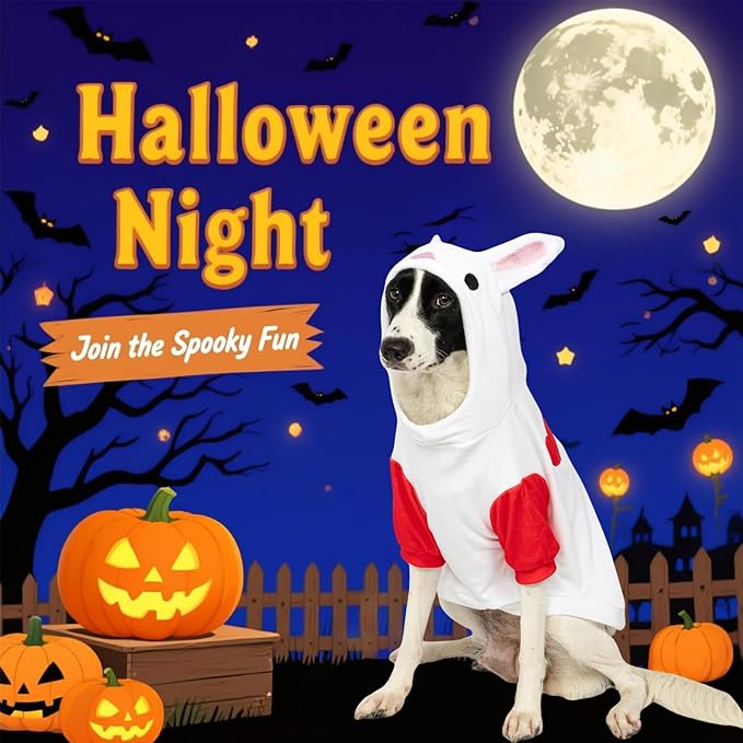 NACOCO Halloween Rabbit Dog Costume - Pet Christmas New Year Hoodie Warm Party Coat Outfit for Small and Medium Cat Dog Clothes(Red Rabbit,L)