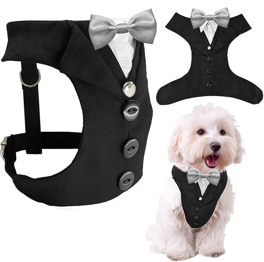 AVERYDAY Dog Tuxedo for Wedding Outfit, Dog Suit and Tie Costumes for Birthday, Halloween, Cosplay, Christmas Party, Pet Formal Wear with Bowtie, Tux for Small Dogs, Chihuahua, Bichon, Maltese, Cats