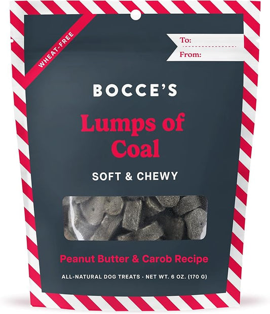 Bocce's Bakery Lumps of Coal Soft & Chewy Dog Treats, All-Natural Wheat-Free Christmas Dog Treats, 6 oz