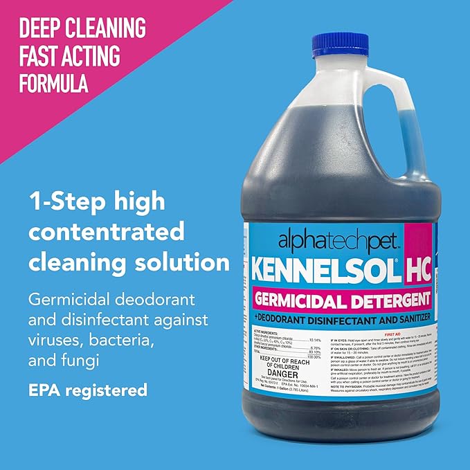 KennelSol HC 1-Step High Concentrated Kennel Cleaner - 1 Gallon Liquid Disinfectant, Effective Against Bacteria and Viruses, Deodorizer by Alpha Tech Pet