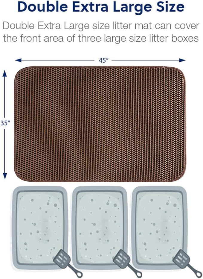 WePet Cat Litter Mat, Kitty Litter Trapping Mat, Honeycomb Double Layer Mats, No Phthalate, Urine Waterproof, Easy Clean, Scatter Control, Catcher Litter Tray Box Rug Carpet