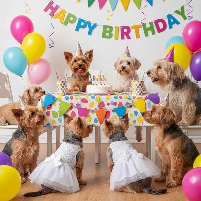 ASENKU Dog Dress Pet Wedding Dress Princess Lace Puppy Birthday Party Outfit Formal Apparel Girl for Small Medium Dogs Cats (Large, White)