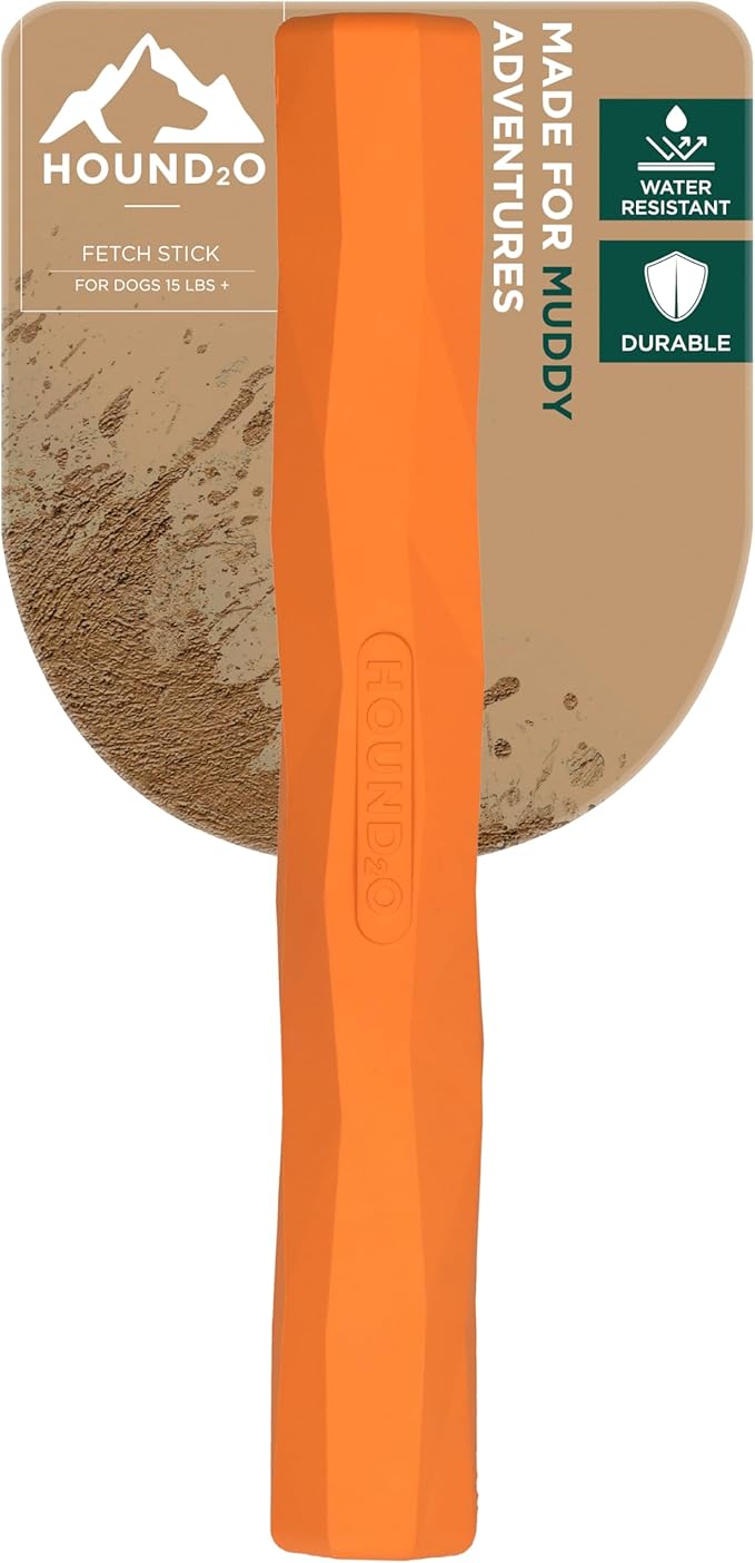 Playology Hound2O Dog Toys | Fetch StickToy for Dogs, Orange | Durable Rubber Outdoor Toy - Easy to Clean and Made from Non Toxic Materials