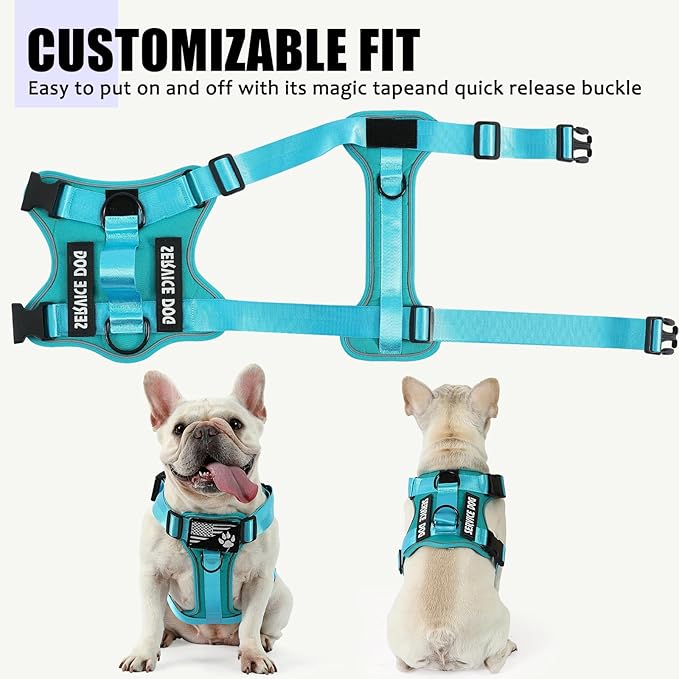 Demigreat Service Dog Harness, Reflective Dog Vest Harness with 5 PCS Patches, Adjustable Soft Oxford Pet Harness, Inner Layer Mesh, Easy to Control for Small Medium Large Dogs