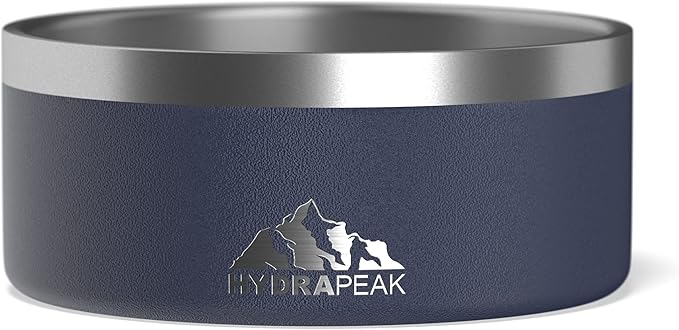 Hydrapeak Dog Bowl; Non Slip Stainless Steel; Water and Food Dish; Large Sized and Small Dogs; 32oz 64oz; Multiple Sizes; 4 Cup | Navy