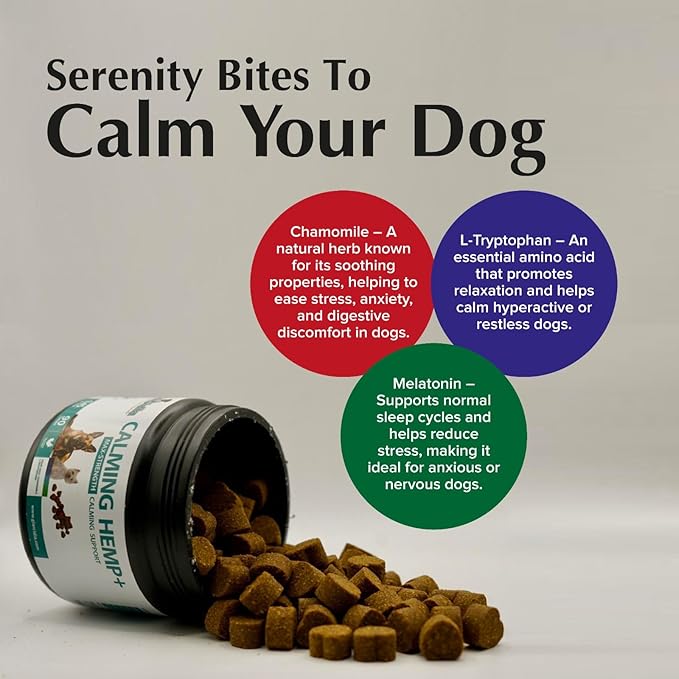 Calming Chews for Dogs Hemp-Based Max Strength Anxiety Relief, Stress Relief for Fireworks, Thunderstorms, Travel & Separation – Chicken Flavor – 90 Soft Treats for Dogs
