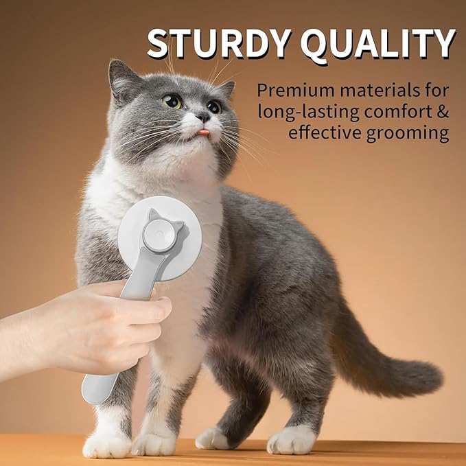 Versatile Pet Grooming Brush - Gently Removes Loose Undercoat, Suitable for Cats and Dogs, Ideal for Massage (Gray)