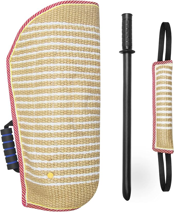 Dog Bite Training Set Dog Bite Sleeve Arm with Whip Agitation Stick, Professional Dogs Agility Training Equipment Protection for Biting, Dog Bite Pillow Tug Toy, Interactive K9 Pitbull German Shepherd