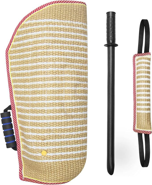 Dog Bite Training Set Dog Bite Sleeve Arm with Whip Agitation Stick, Professional Dogs Agility Training Equipment Protection for Biting, Dog Bite Pillow Tug Toy, Interactive K9 Pitbull German Shepherd