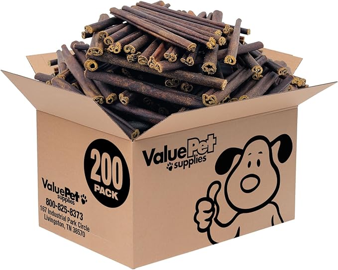 ValueBull USA Collagen Sticks for Small Dogs, 6 Inch Thin Chews, Natural Dog Treats, 200 Count Bulk Pack - Promotes Joint, Skin & Coat Health with Glucosamine and Chondroitin