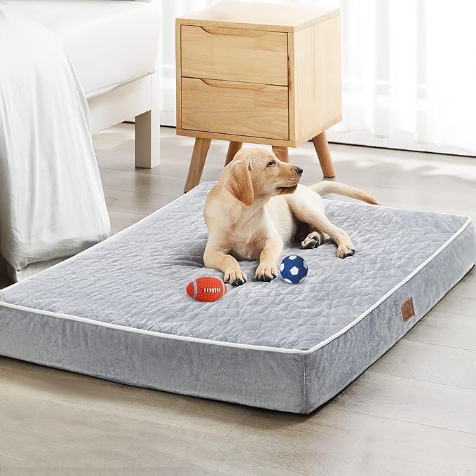 WNPETHOME Orthopedic Big Dog Beds Large Sized Dog, Waterproof Extra Large Dogs Bed with Removable Washable Cover, Multi-Needle Quilting Dogs Crate Bed