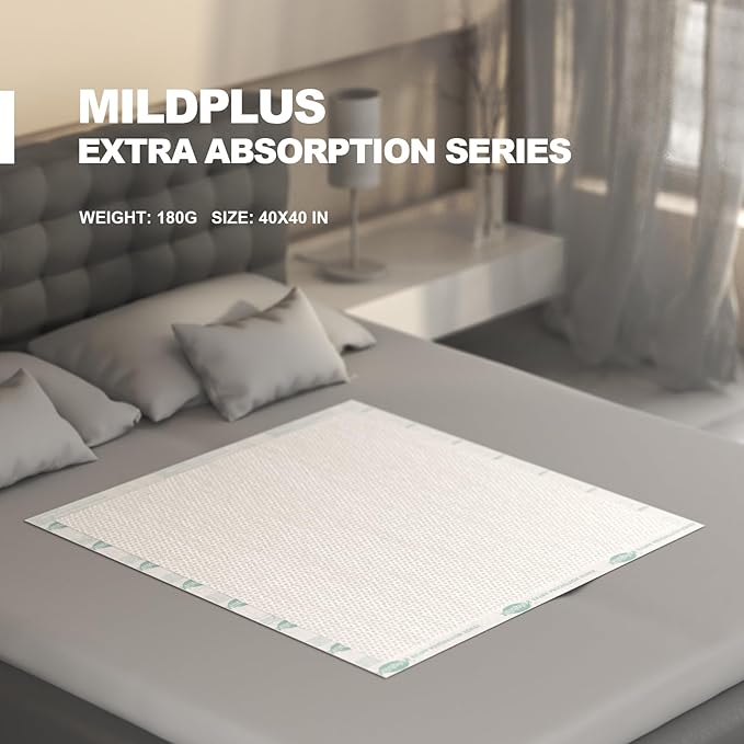 Heavy Duty Underpads 40"X40" Super Sized Chucks Pads 180 Grams Disposable Bed Pads with Strength Cloth Backing Extra Absorption Pads for Incontinence (100X100CM, 20 Count, Discreet Packaging)