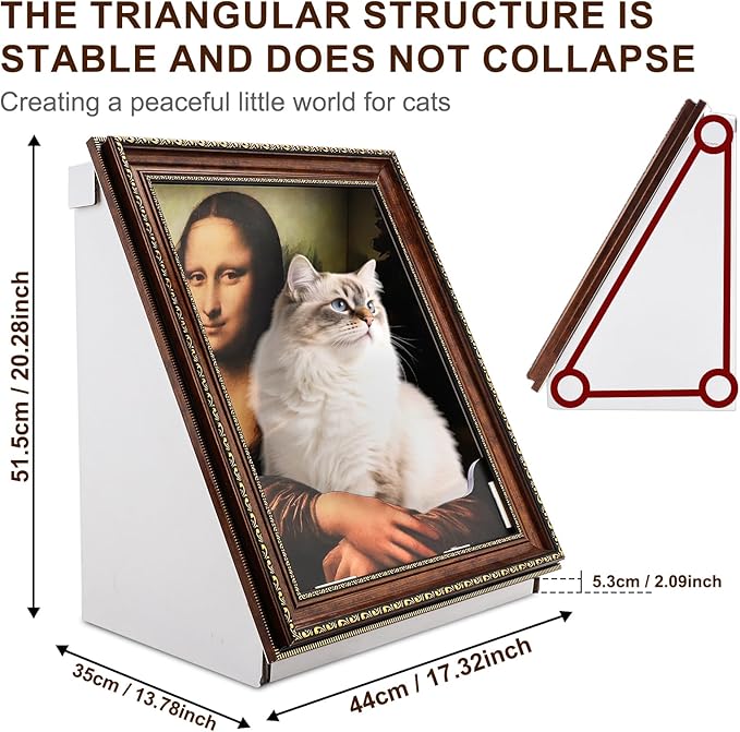 Texsens Mona Lisa Cat Bed - 3-in-1 Food Grade Cat Scratching Pad & Art Frame - Eco-Friendly Decoration & Furniture for Cats & Kittens - Social Essential‌