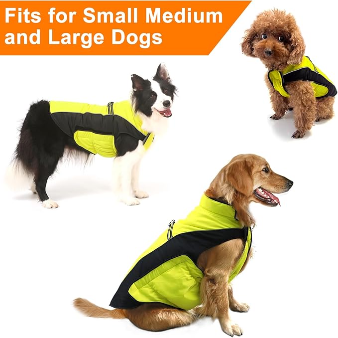 Warm Dog Winter Coat, Gimilife Dog Sweater Cold Weather Coats Waterproof Dogs Apparel Clothes Pet Jacket Padded Vest Outfit for Small Medium Large Dogs