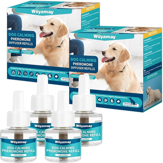 Dog Calming Diffuser Refills - 4 Pack Dog Pheromones Calming Diffuser for Dog Anxiety Relief, Dog Pheromone Diffuser, 120 Days Pheromone Diffuser to Calm Dogs, Fits All Common Diffuser Heads