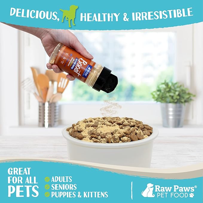 Raw Paws Boost Pet Food Topper Organic Peanut Powder, 2.8-oz - Made in USA - Dog Food Topper, Peanut Butter Treats Meal Toppers for Dogs, Flavor Food Toppers for Picky Dogs, Food Sprinkles