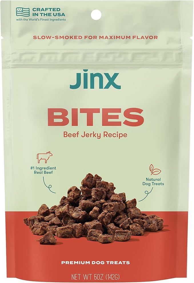 Jinx Beef Bites Jerky Dog Treats – Soft & Chewy, All Natural Dog Jerky Treats with Grass-Fed Beef - Pet Products for All Dogs (Puppies, Adults & Seniors) - 5oz