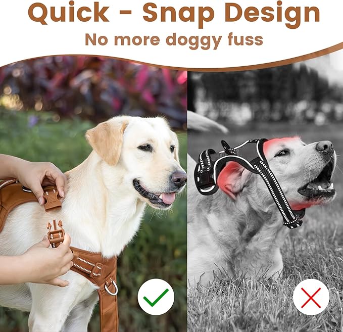 No Pull Dog Harness, Reflective Puppy Vest for Small Medium Large Sized Dog(Carmel Brown,S)