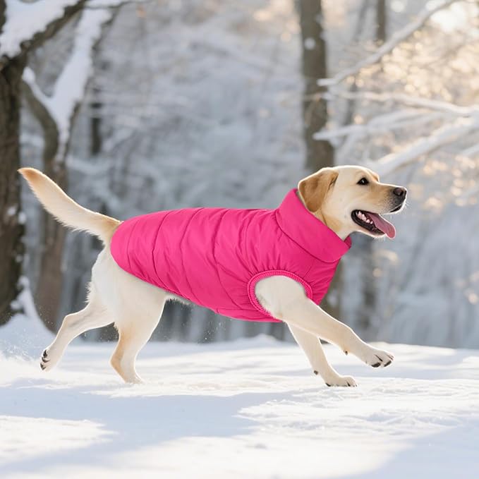 ASENKU Dog Winter Coat - Waterproof Windproof Dog Jacket, Warm Snowproof Doggie Puffer Vest for Cold Weather, Lightweight Snow Coats for Small Medium Large Dogs (Pink, 2XL)