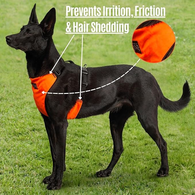 YAP Techno® No Pull Dog Harness for Large Dogs, Adjustable Temperature Controlled Dog Vest Harness No Choke Dog Harness with Easy Control Handle for All Breeds; 90-175 lbs (Signal Orange, Extra Large)