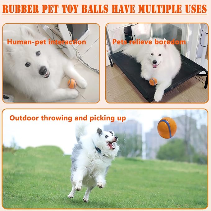 Dog Toy Ball,Rubber Sound-Producing Toy Ball, with a Groove Design That is Resistant to Bites, Has a High Bounce, Dog Training Interactive Pet Toy, Relieving Pet Anxiety,Pack of 2