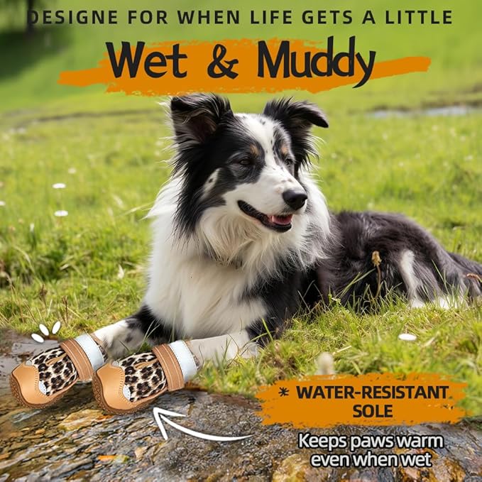 Dog Shoes for Large Dogs, Medium Dog Boots & Paw Protectors for Hardwood Floors, Outdoor Dog Booties for Hot Pavement Winter Snow Hiking, Waterproof Dog Shoes with Reflective Strips Size 8