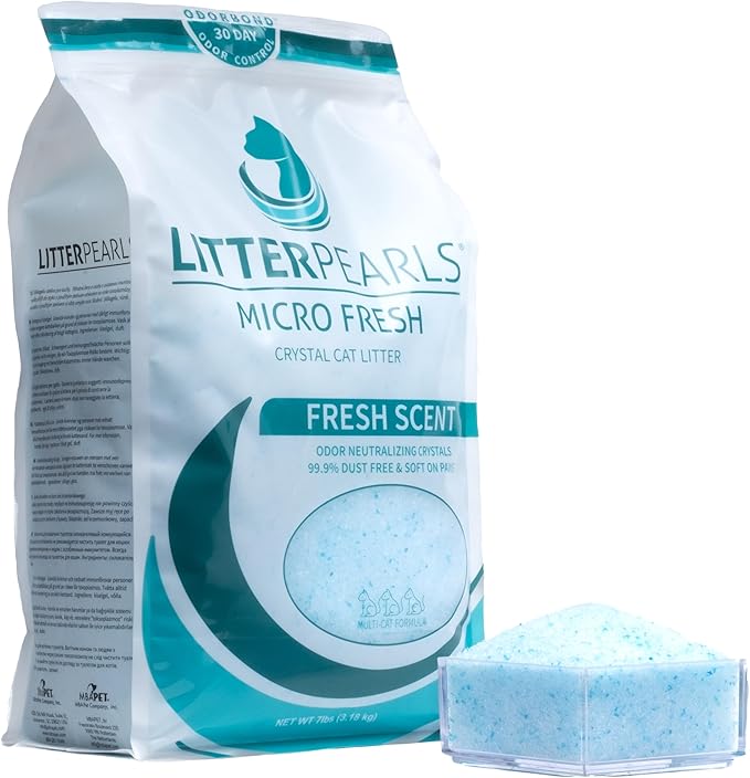 Litter Pearls Micro Fresh Scented Non-Clumping Crystal Cat Litter with Odorbond, 7 lb