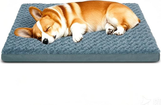Orthopedic Dog Beds for Crate with Removable Washable Cover Egg-Crate Foam Pet Pad Mat with Anti-Slip Bottom,Waterproof Dog Beds Small Medium Sized，35x18 Inch