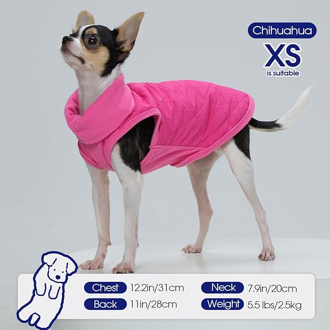 FUAMEY Dog Fleece Jacket for Large Dogs,Dog Winter Vest Lightweight Dogs Coat Pullover Breathable Pet Turtleneck Jackets Windproof Water Resistant Vests Warm Puppy Snowsuit Pink XXL
