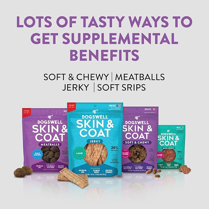 DOGSWELL Skin & Coat Soft & Chewy Dog Treats, Salmon, 14 oz. Bag