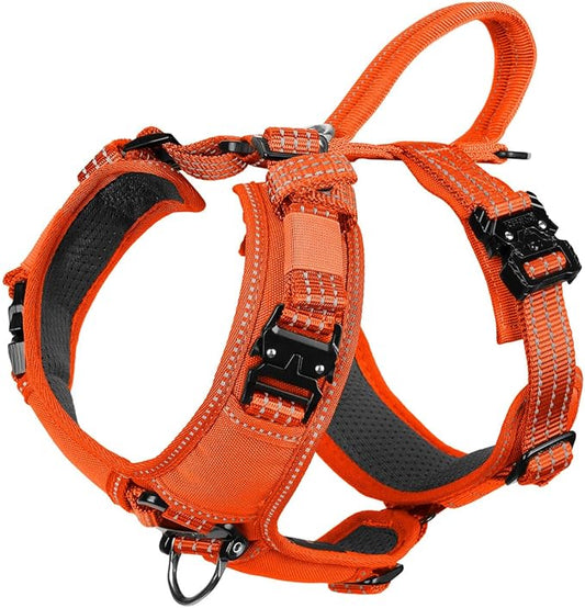 ICEFANG Dog Strap Harness with All-Metal Hardware,for Small Sized Dog,K9 Vest,Y-Shape Soft Padding,Adjustable Pet Harness,No-Pull Front Leash Clip (Small (Pack of 1), Orange)