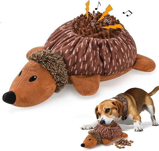 2 in1 Interactive Hedgehog Dog Toy, Plush Dog Treat Puzzle Toy, Enrichment Toys for Puppy