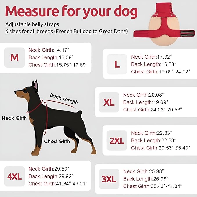 ASENKU Dog Coat & Winter Jacket, Warm Dog Coat for Large Dogs with Reflective, Turtleneck with Button, Waterproof Cold Weather Coats (Dark Red, 3XL)