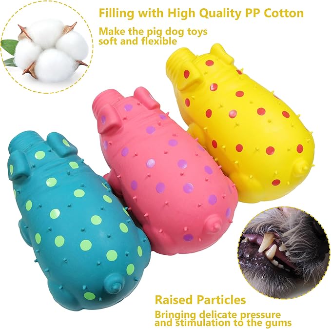 Squeaky Pig Dog Toy That Oinks, Latex Pig 8 Inch Grunting Dog Toys, Durable Dog Chewing Toys for Small Medium Large Dogs(1 Pack, Yellow)