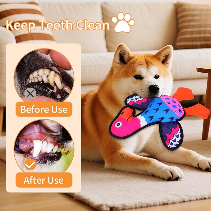 Squeaky Dog Toys,Crinkle Dog Toy,Colorful Absurd Duck Dog Toys,Interactive Dog Toy,Fun for Indoor Puppies,Chewing and Play(Blue)