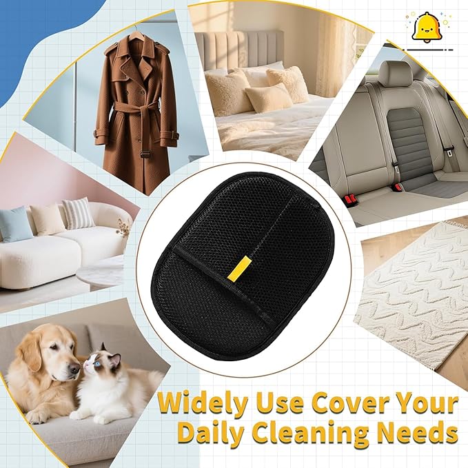 Pet Hair Removal Glove for Cats & Dogs, Efficient Grooming Gloves for Pet Hair, Cat Grooming Gloves for Hair Removal，Reusable Cat & Dog Hair Remover for Couch, Furniture, Carpet, Curtain(2Pcs)