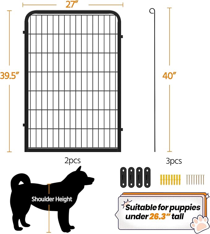 Yaheetech Dog Playpen Outdoor, 40 inch 4 Panels Dog Pen Indoor Heavy Duty Puppy Exercise Pen Metal Pet Fence for RV Camping/Yard/Garden