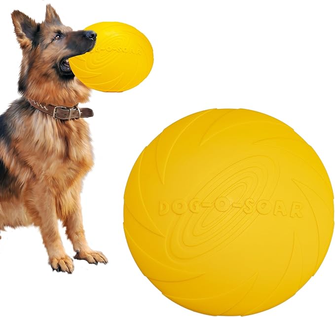 Indestructible Flying Disc, Interactive Flyer Toy for Small Medium Large Dogs, Soft Lightweight Catch and Fetch Toy, Floats in Water & Safe on Teeth, 9.05 Inch (Yellow, 1Pcs)