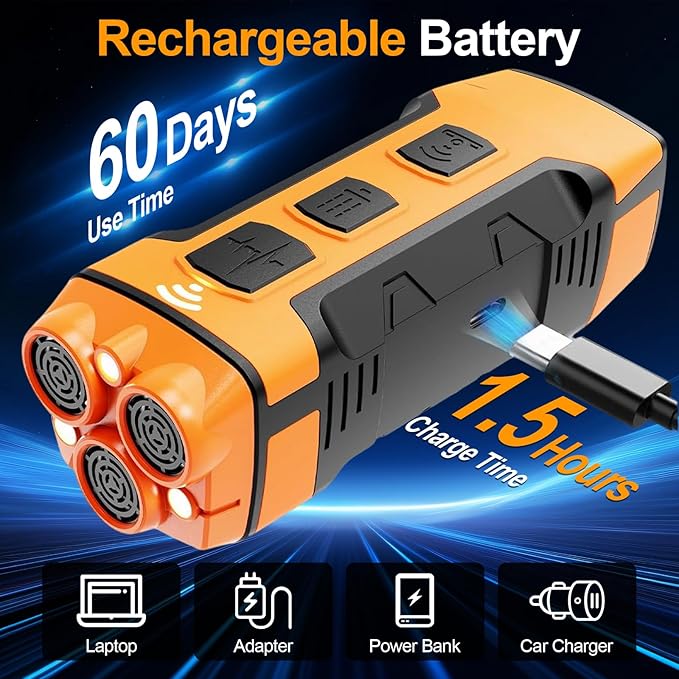 Dog Bark Deterrent Devices, Ultrasonic Anti-Barking Devices with 3X Sonic Emitters, Portable Rechargeable Bark Control Safe for Dogs Training - Indoor & Outdoor, Orange