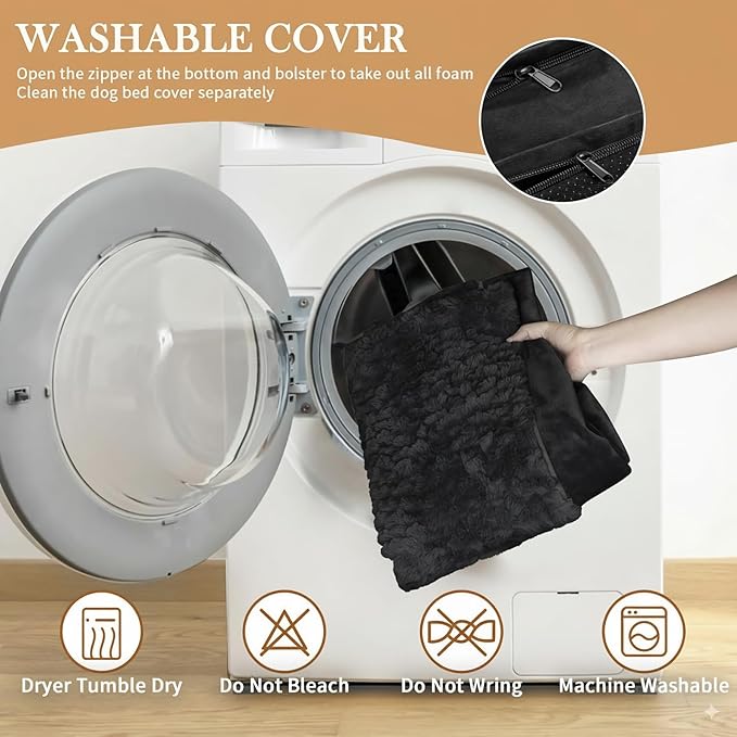 Comfort Expression Orthopedic Dog Bed for Small Dogs 24x16 Inch, Waterproof Supportive Egg Crate Foam Small Pet Bed with Removable Bolsters, Dog Couch with Washable Cover & Non-Slip Bottom, Black