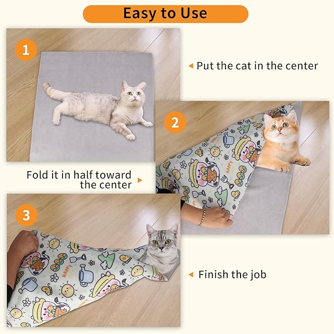 Cat Wrap for Grooming,Cat Wrap for Cutting Nails,Self-Adherent Soft Cat Blanket，Restrain the Cat to Keep Calm,Anti-Bite, Anti-Scratch, Wrap anti-Escape Grooming Bags for Cats ( within 16lbs)