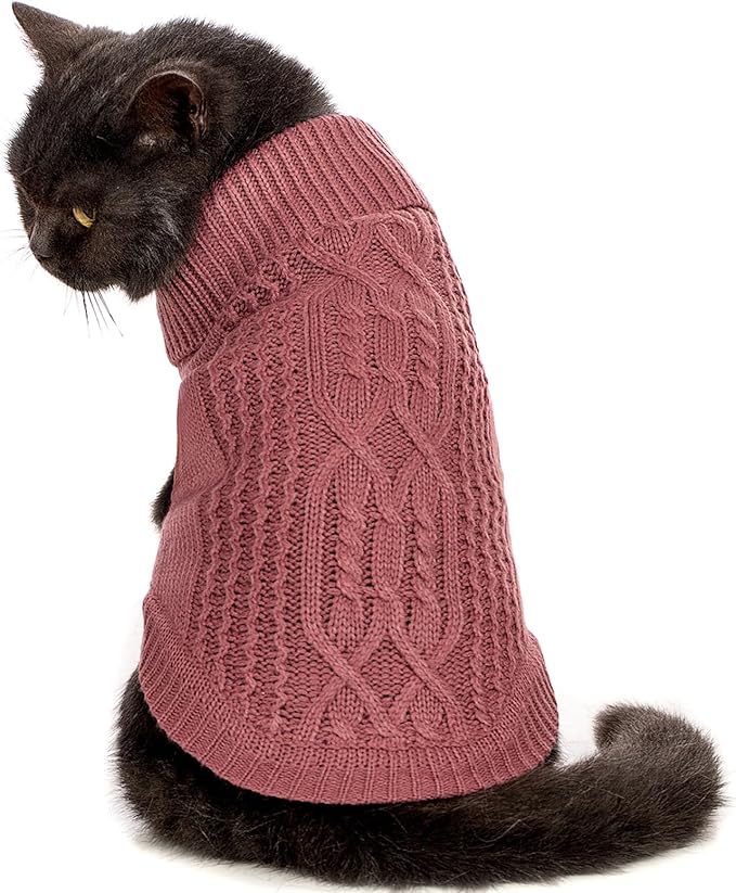 Stretchy Cat Sweater - 17 Colors & 6 Sizes | Snug Winter-Ready Knit for Boy/Girl Cats & Kittens(Maple Leaf Red, Large)