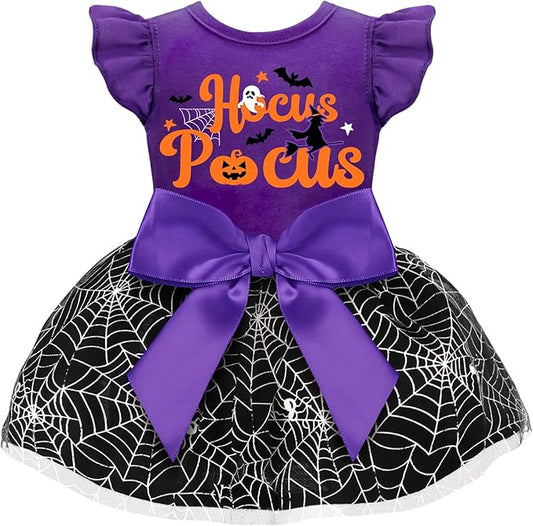 Dog Halloween Costumes Dog Ruffle Dress Pet Halloween Costumes Cute Puppy Dress with Bowknot Tulle for Small Medium Large Dogs Pumpkin Witch Bat Girl Dog Cat Pet Clothes Apparel